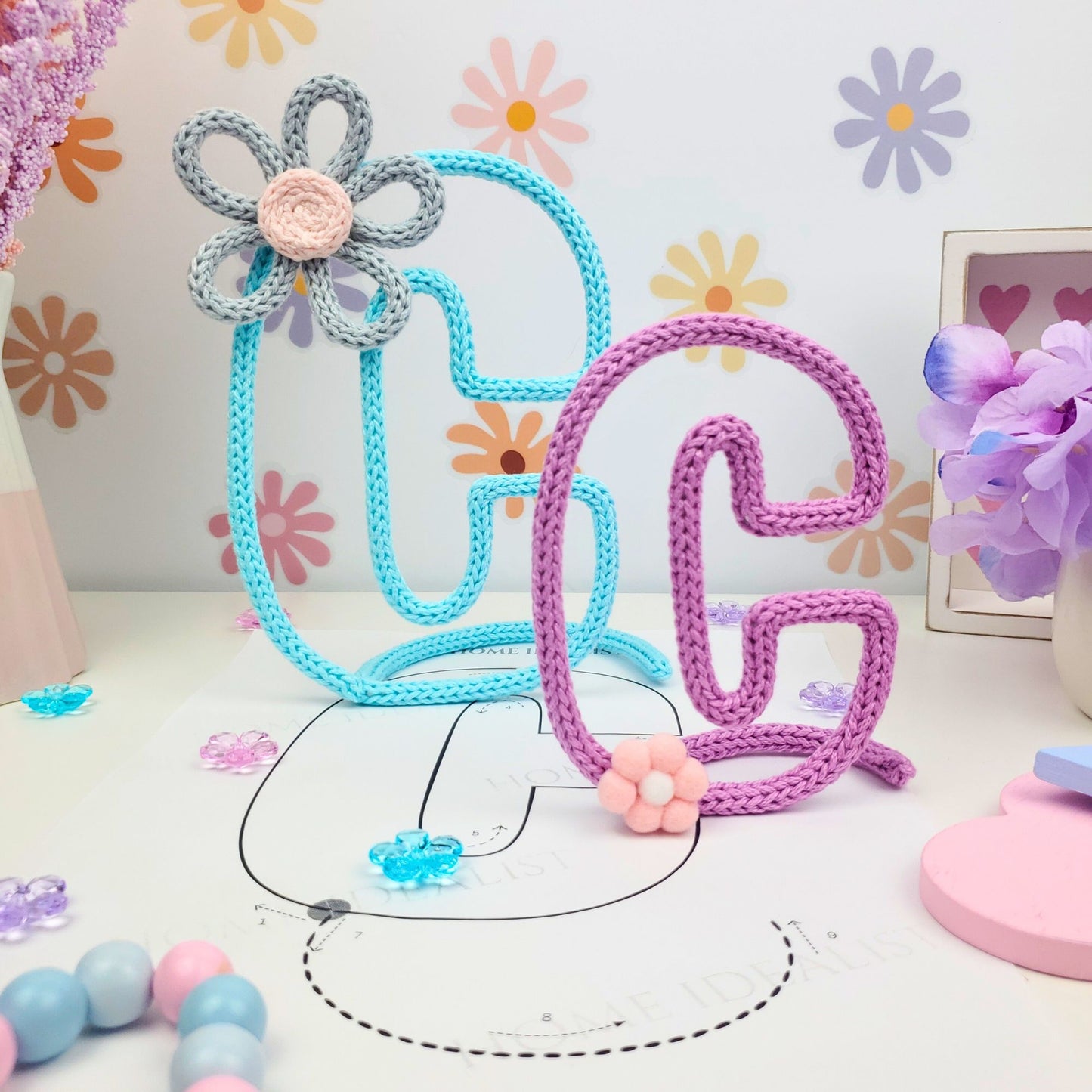 Knitted Wire Art Standing Letter Templates – Small & Large Sizes