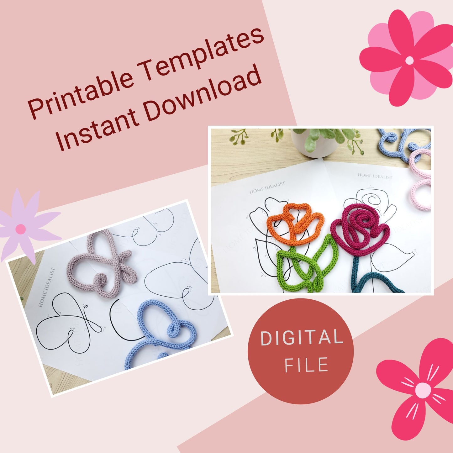 35 Flowers & Garden Knitted Wire Art Templates