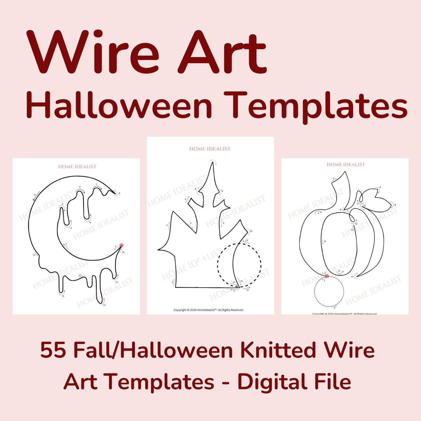 55 Fall/Halloween Knitted Wire Art Templates