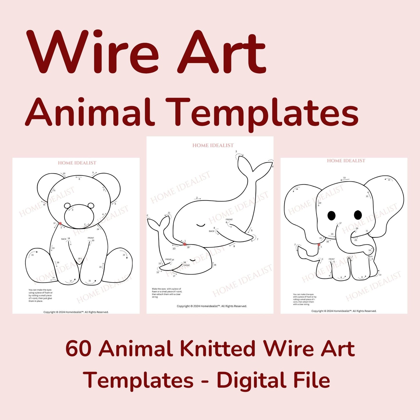 60 Animal Knitted Wire Art Templates