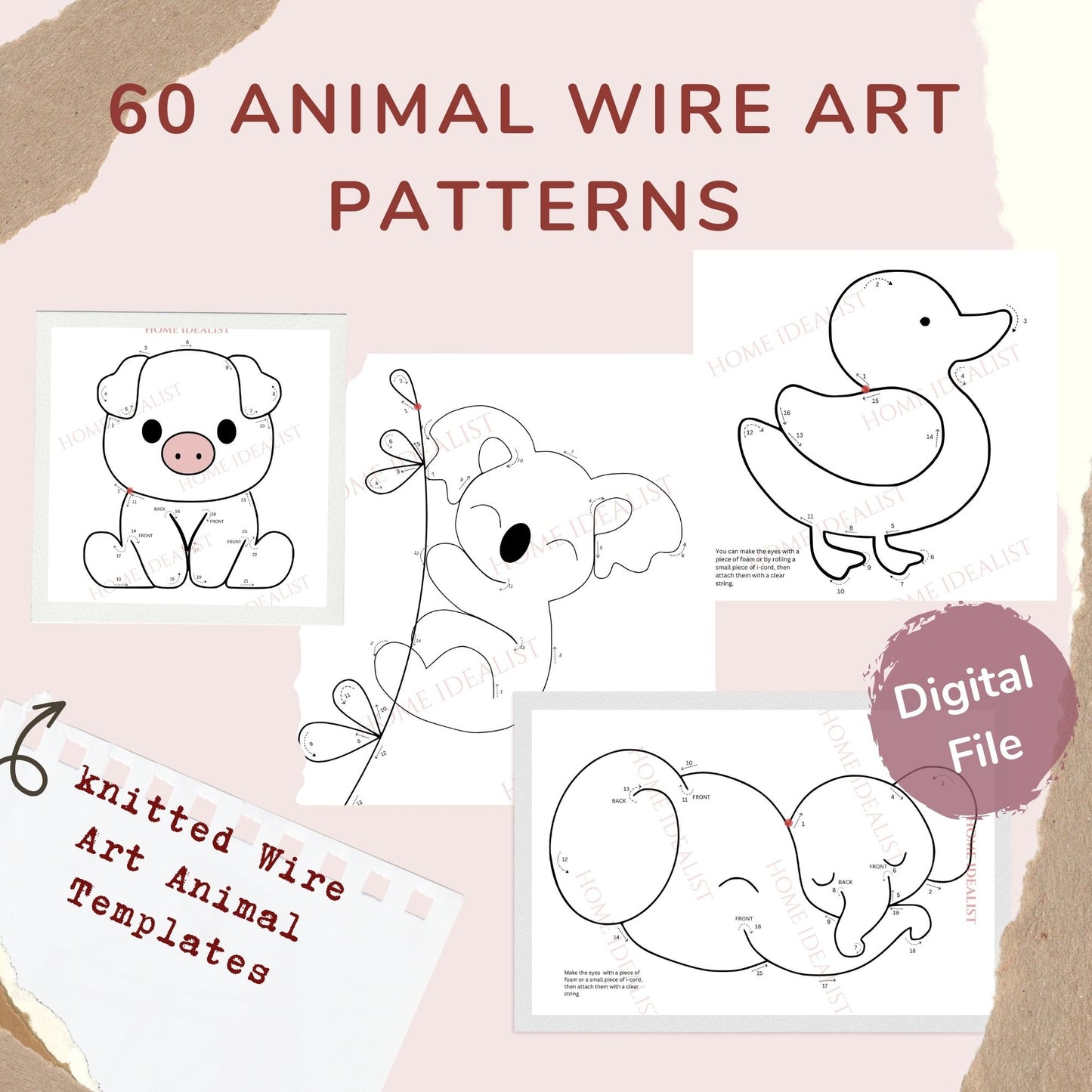 60 Animal Knitted Wire Art Templates