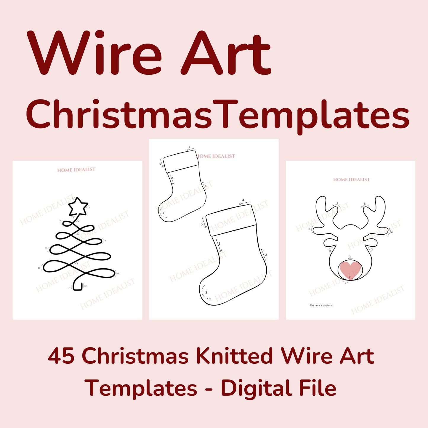 45 Christmas Wire Art Templates – Figures & Initial Letters