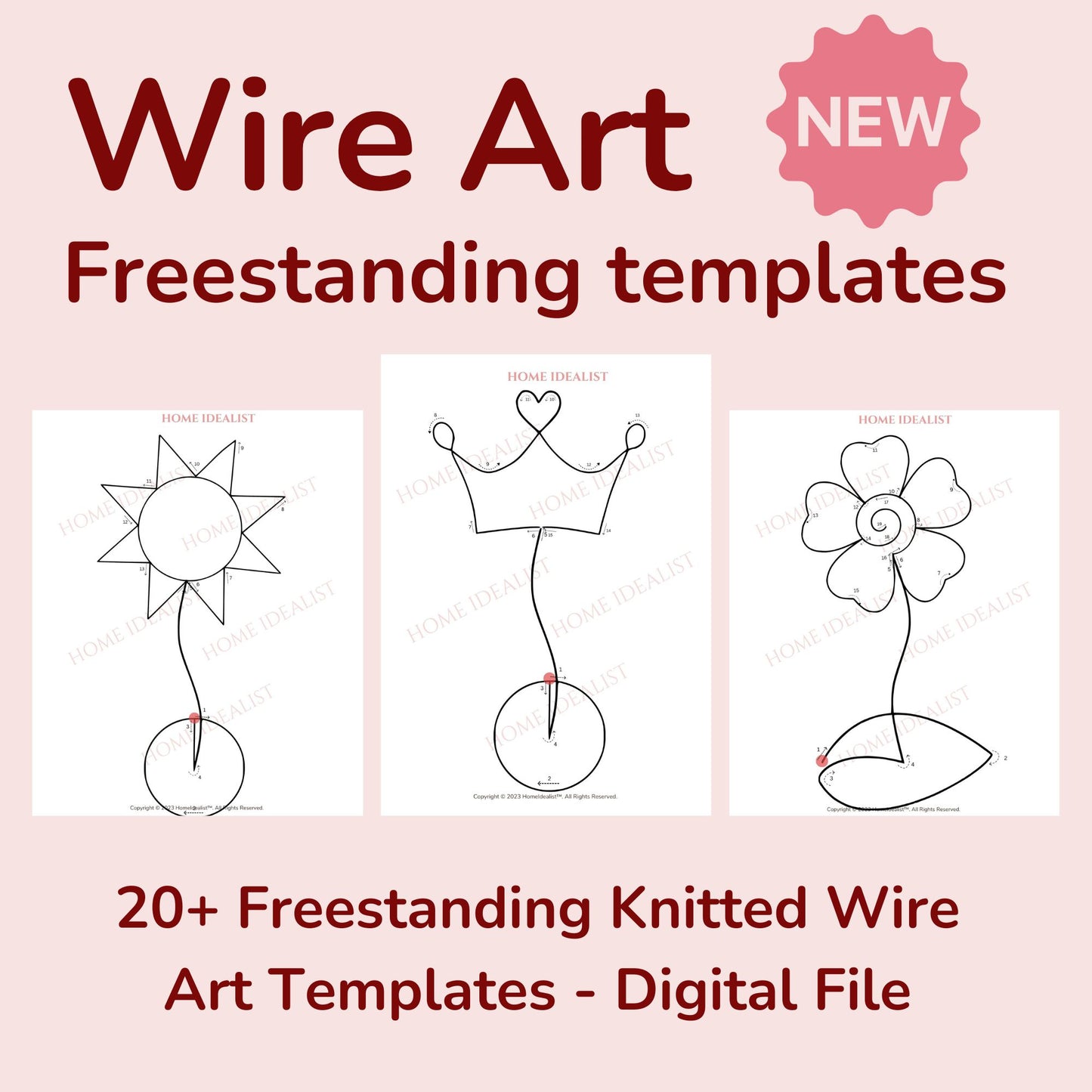 21 Freestanding Knitted Wire Art Templates