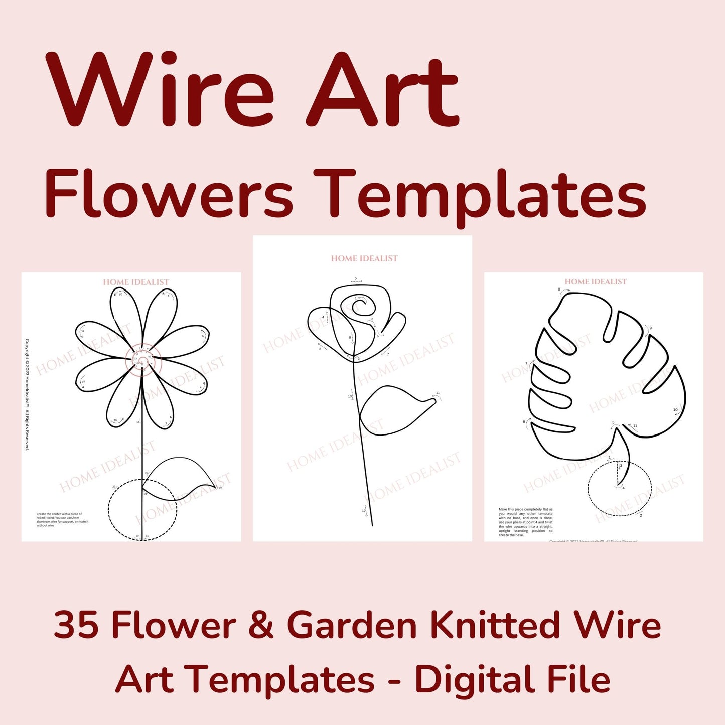 35 Flowers & Garden Knitted Wire Art Templates