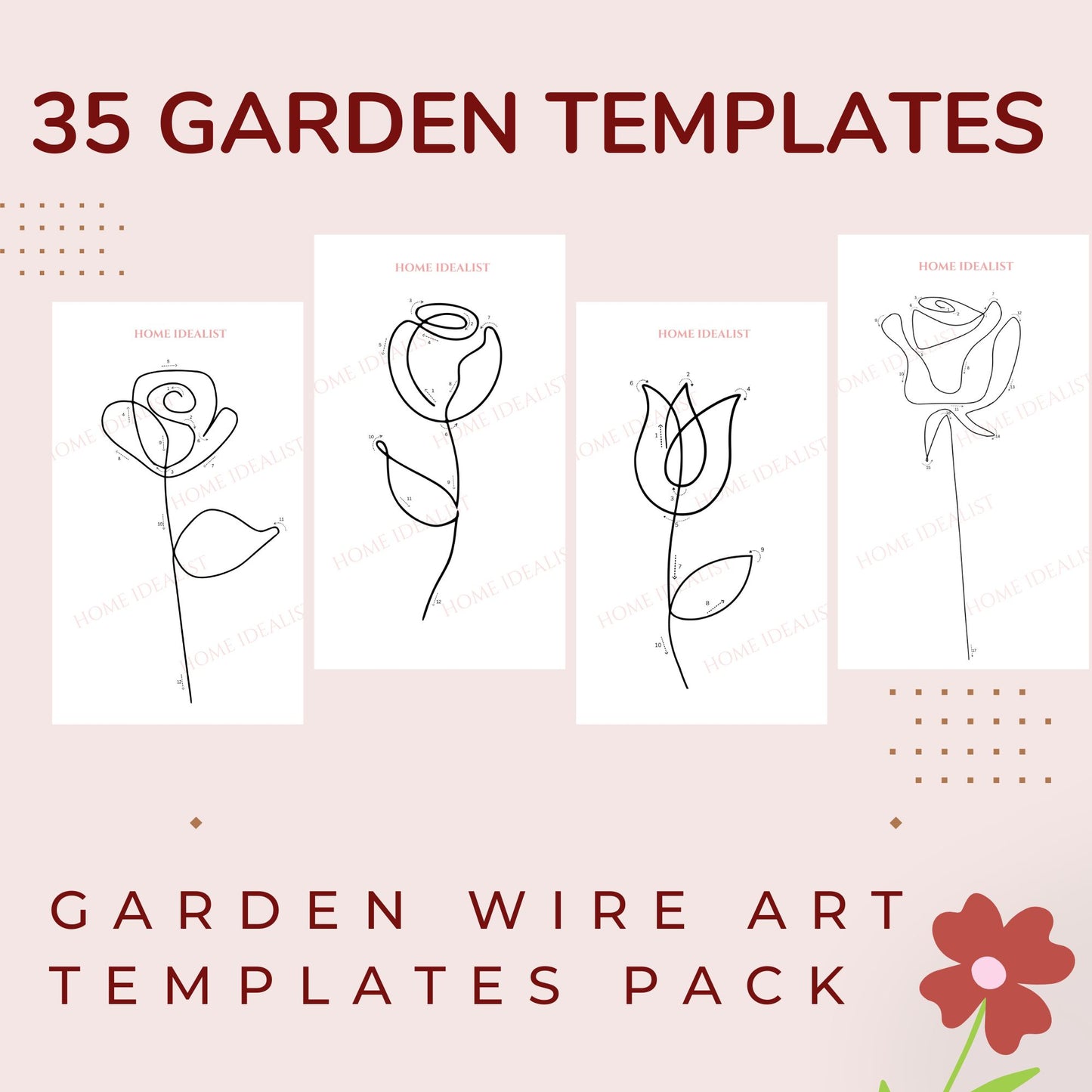 35 Flowers & Garden Knitted Wire Art Templates