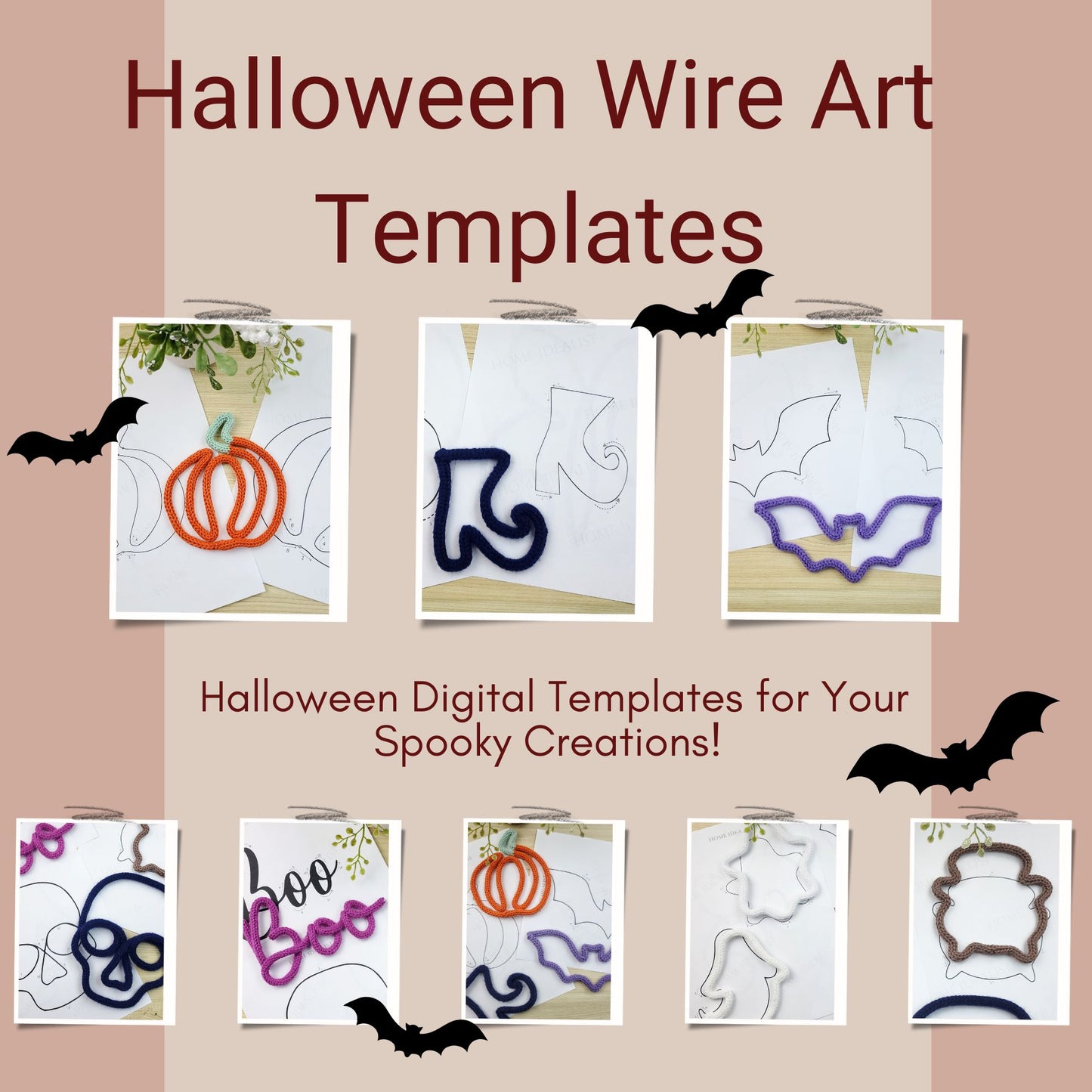 55 Fall/Halloween Knitted Wire Art Templates