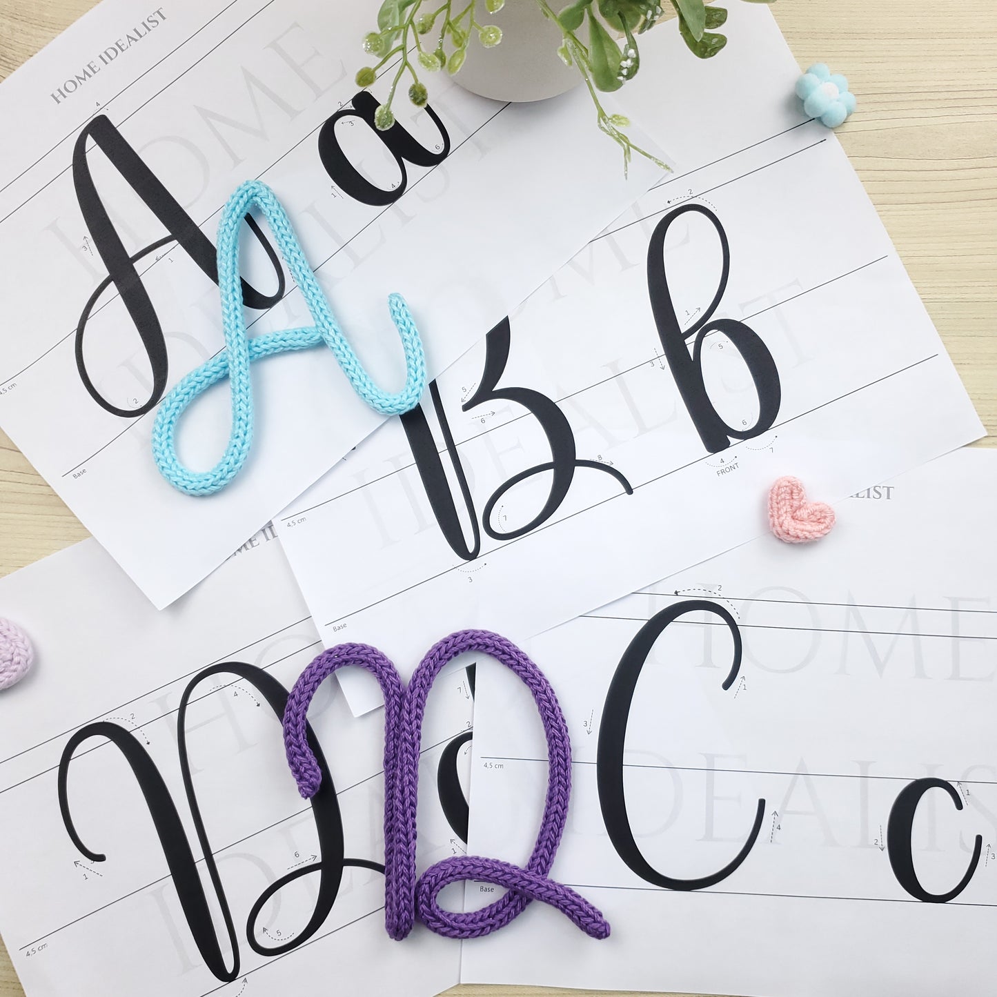 Knitted Wire Uppercase and Lowercase Letter Templates