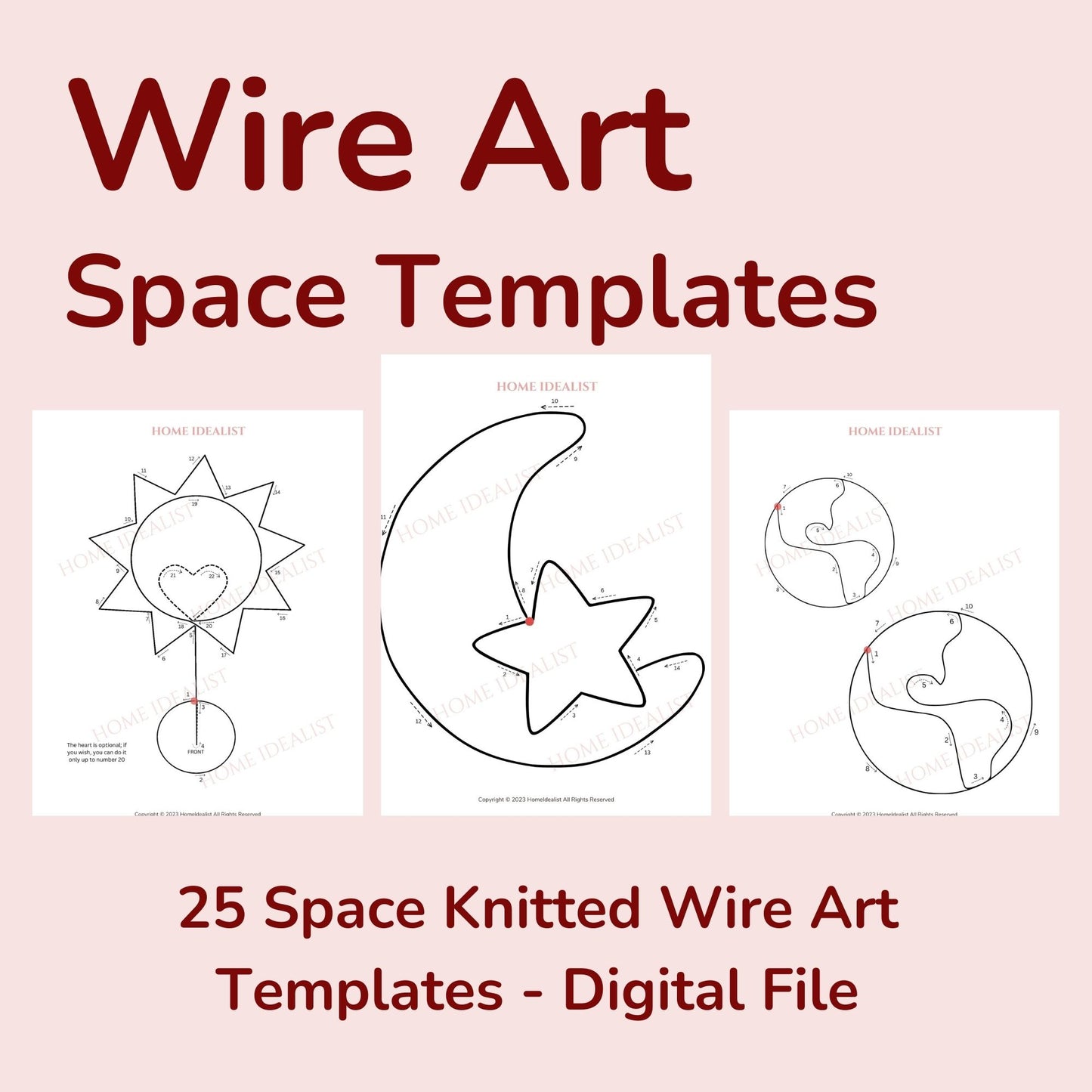 25 Space Knitted Wire Art Templates