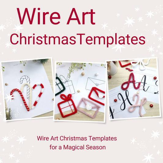 35 Christmas Wire Art Figure Templates - Initial Letter Templates - Instant Download