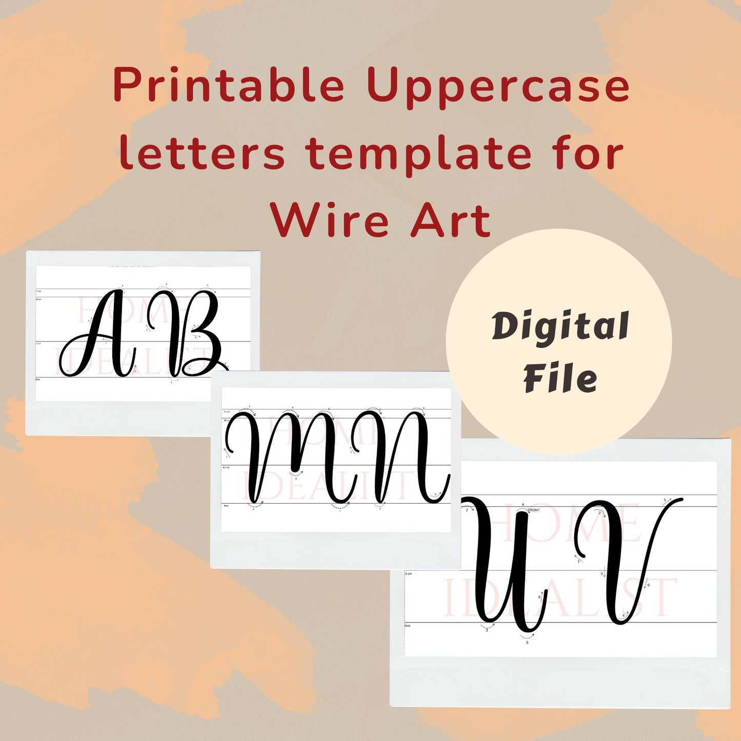 Knitted Wire Art Uppercase Letter Templates