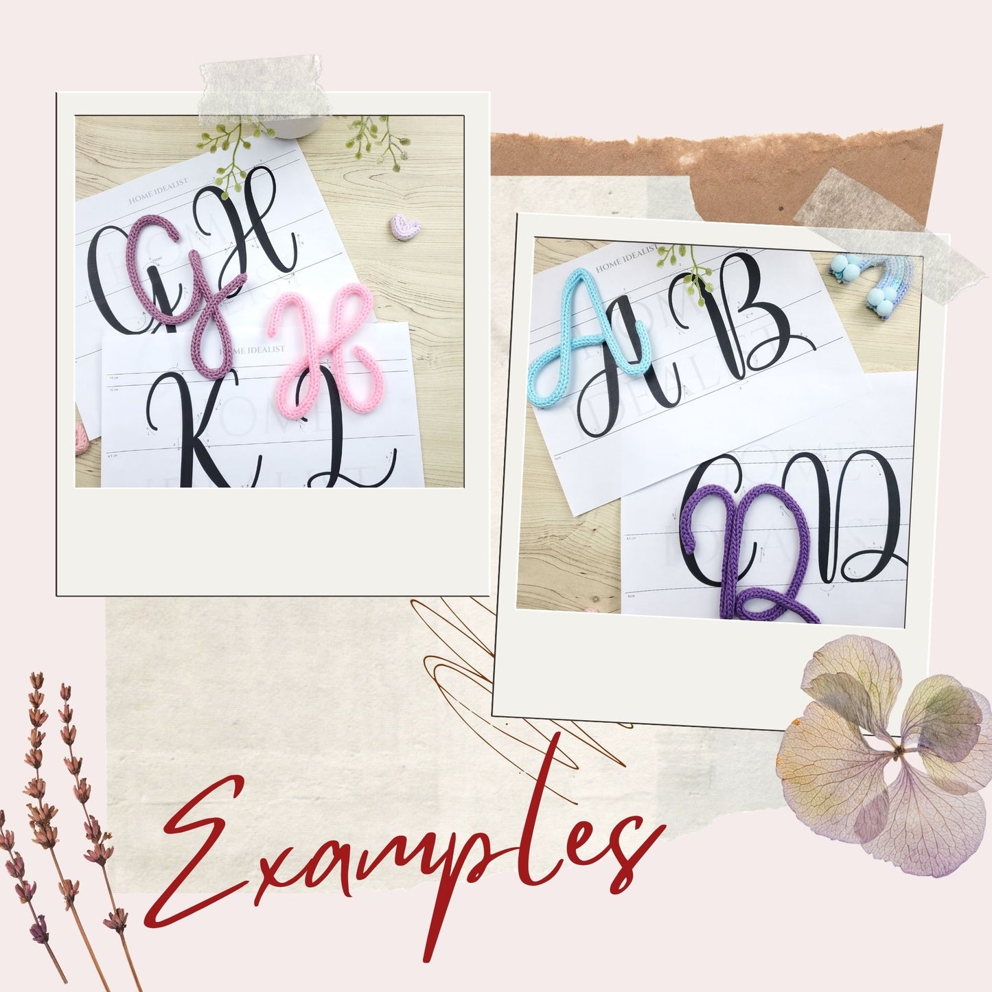 Knitted Wire Art Uppercase Letter Templates