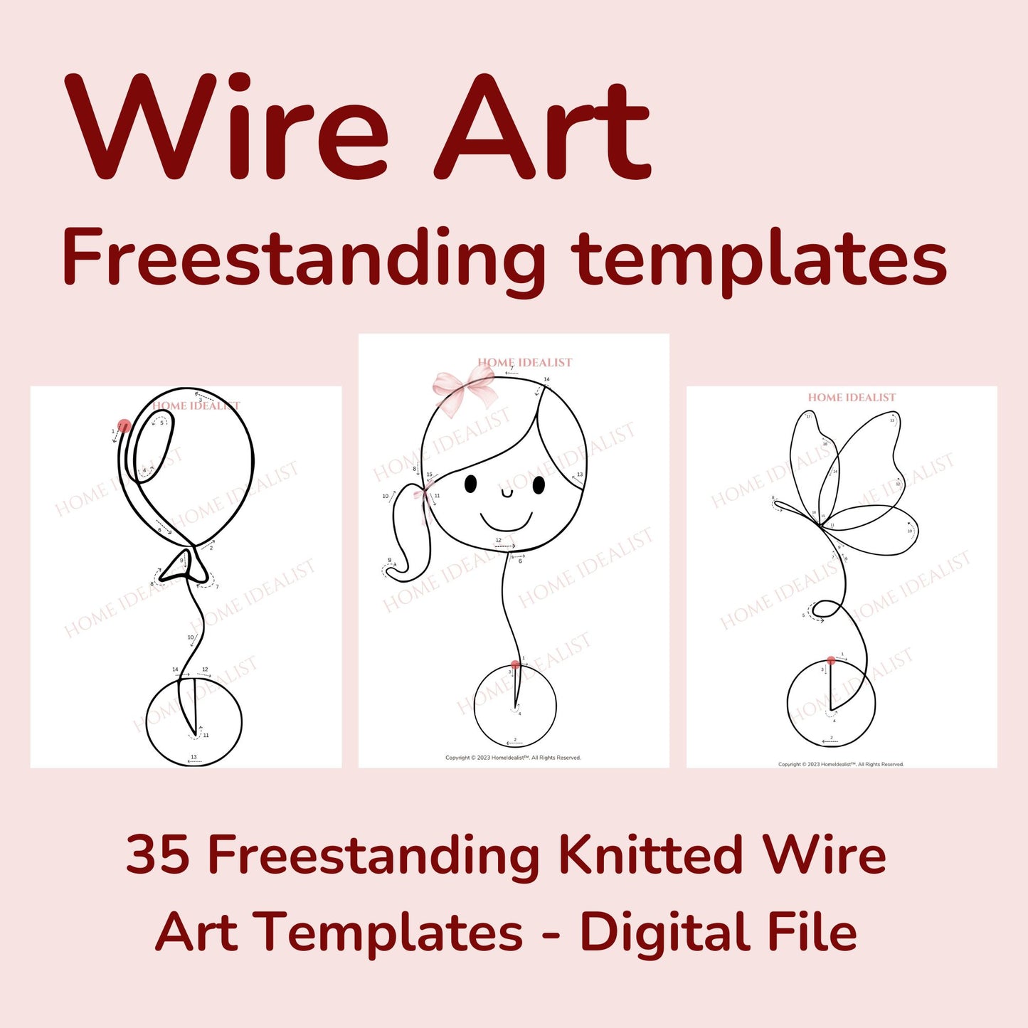 35 Freestanding Knitted Wire Art Templates