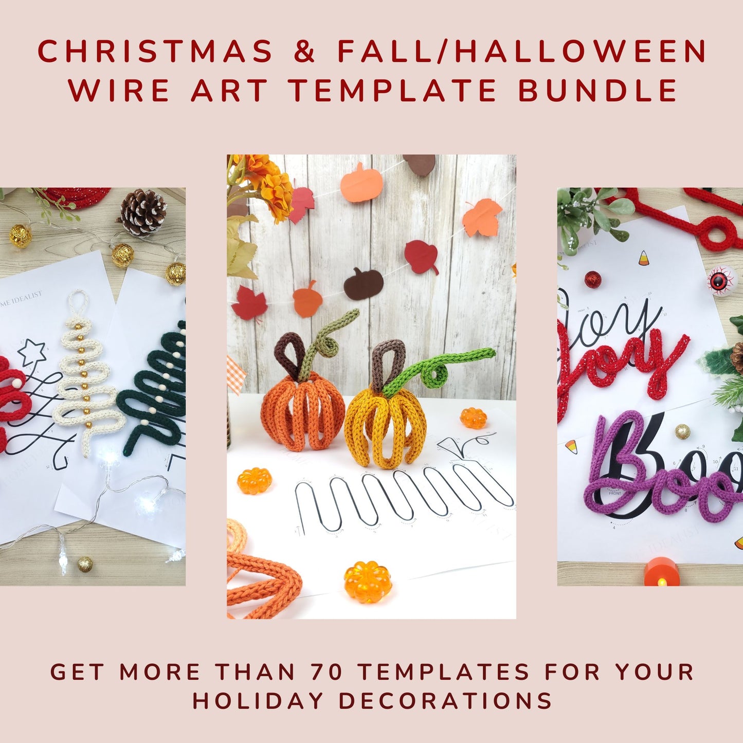 80 + Fall/Halloween & Christmas Knitted Wire Template Bundle