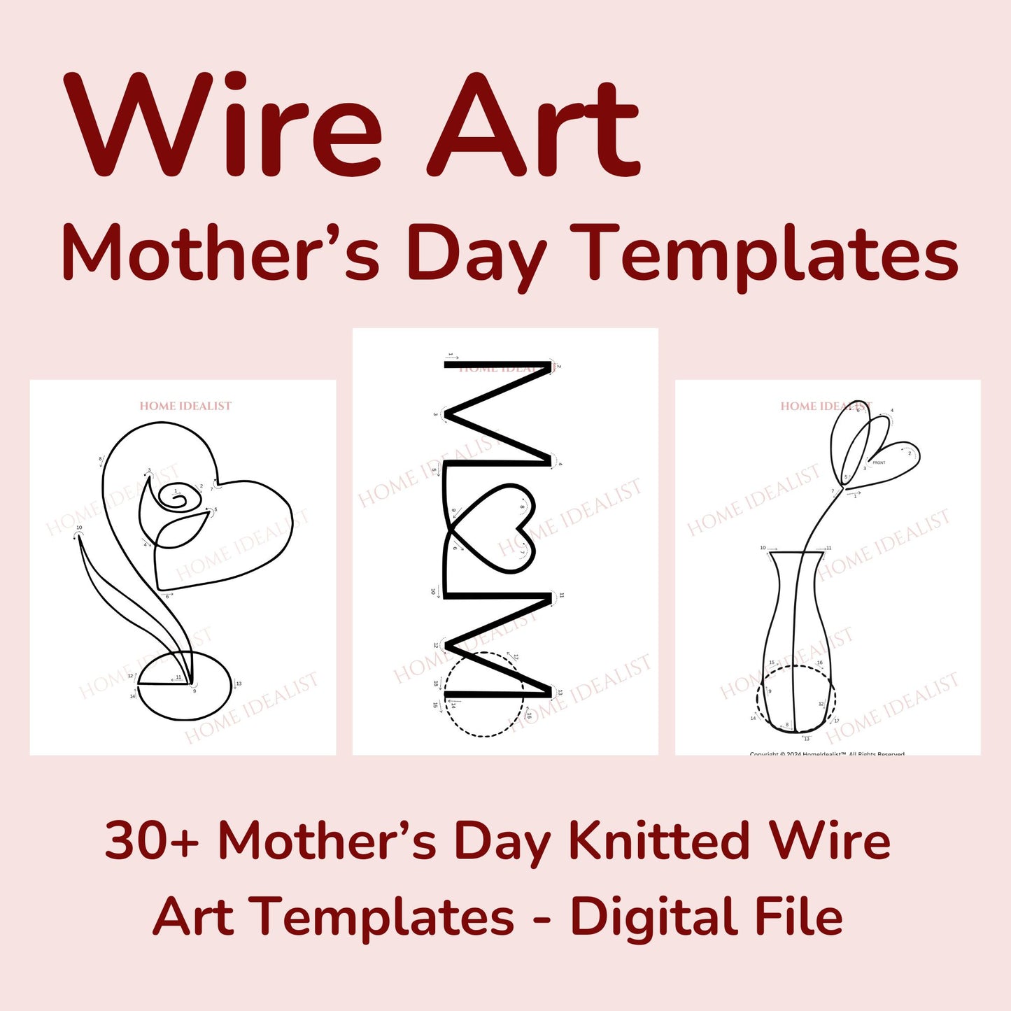 30+ Mother's Day Knitted Wire Art Templates