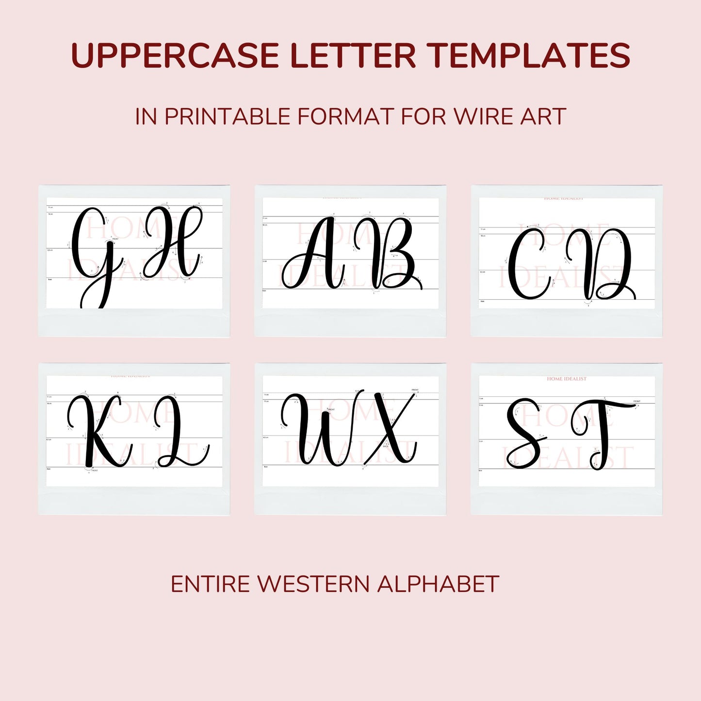 Knitted Wire Art Uppercase Letter Templates