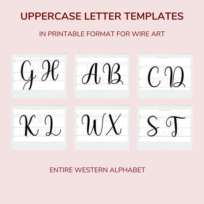 Knitted Wire Art Uppercase Letter Templates