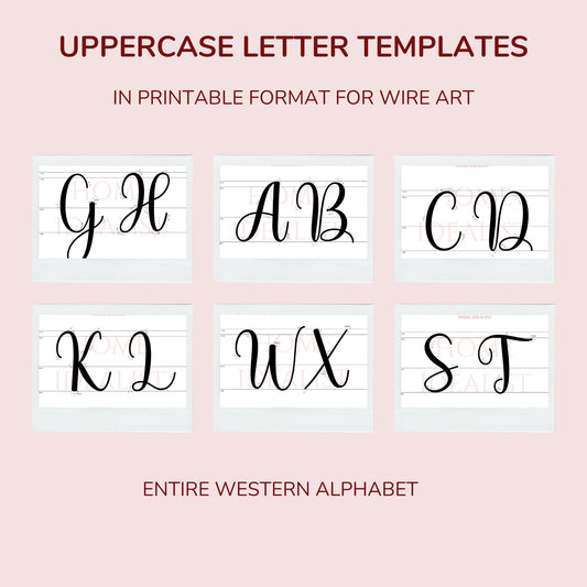 Knitted Wire Art Uppercase Letter Templates
