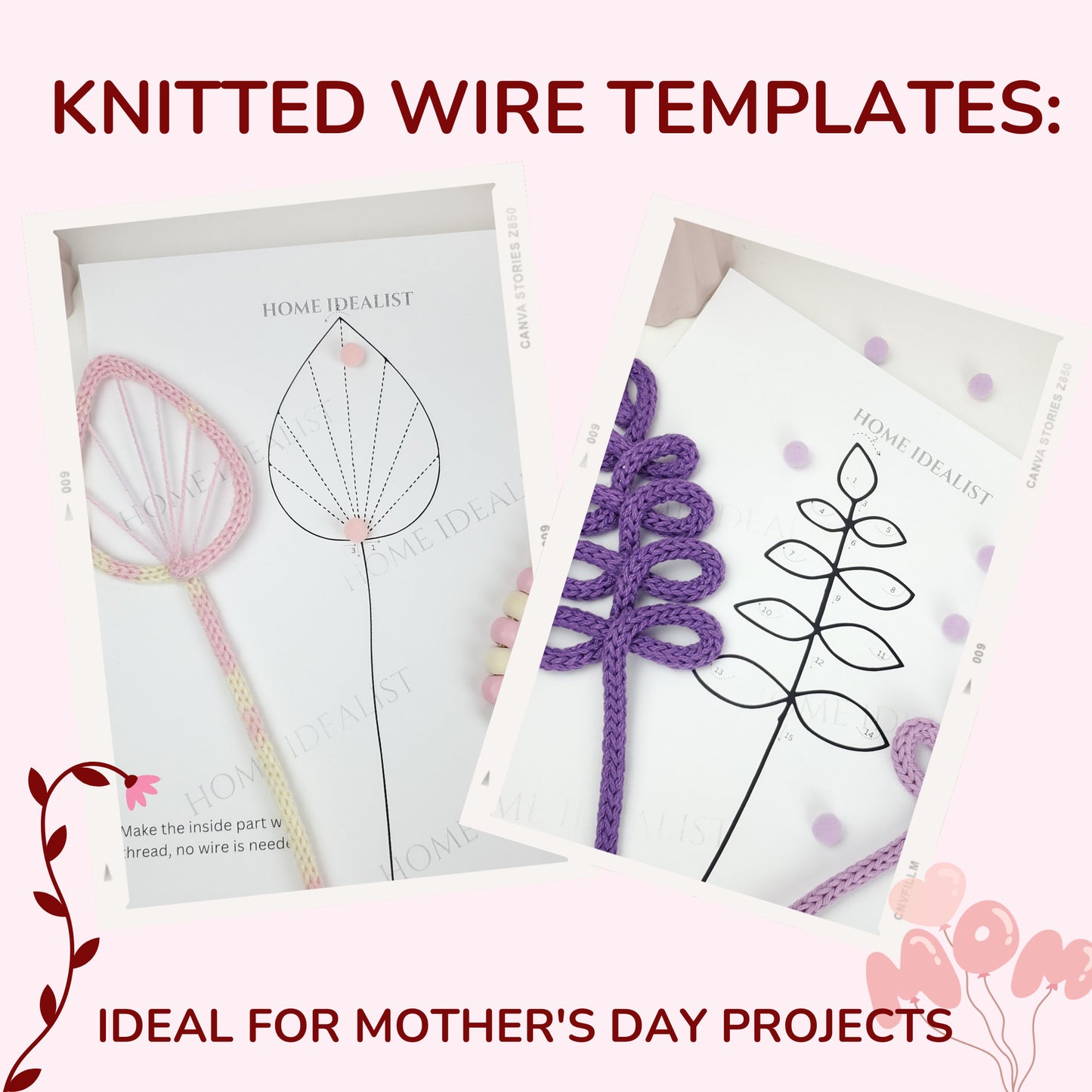 20+ Mother's Day Knitted Wire Patterns Bundle. Printable Templates for Knitted Wire. Tricotin Art. Instant Digital Download.