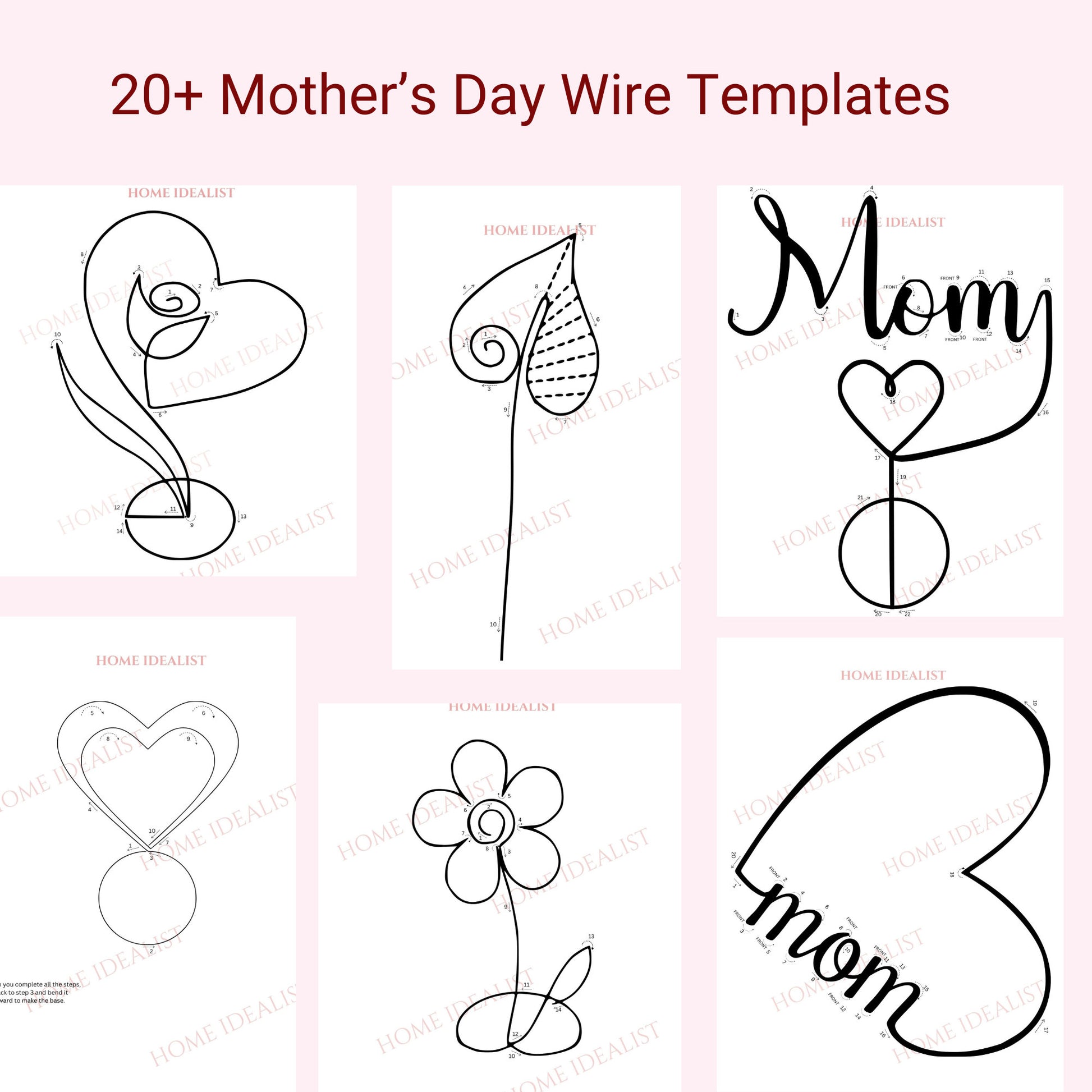 20+ Mother's Day Knitted Wire Patterns Bundle. Printable Templates for Knitted Wire. Tricotin Art. Instant Digital Download.