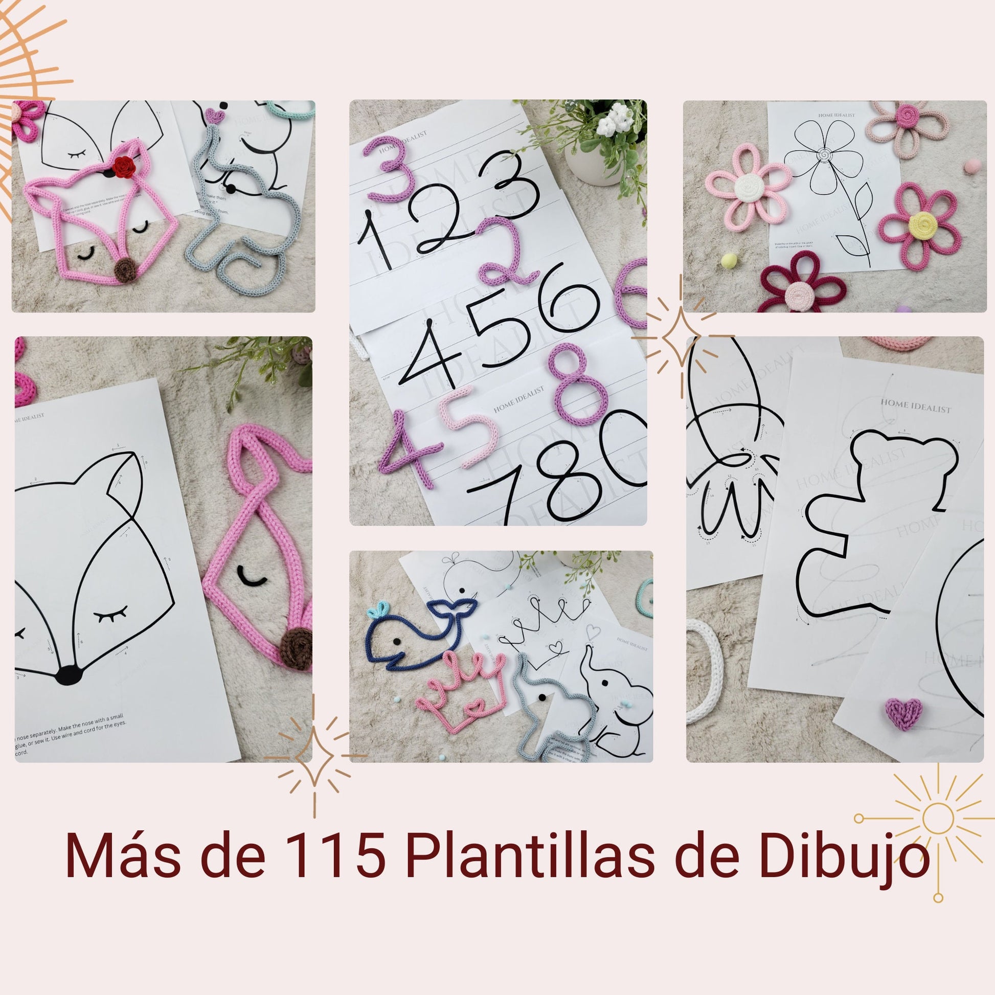 Curso de Arte con Alambre y Cordón Tejido con Videos de Instrucciones Paso a Paso. Plantillas de letras y dibujos/ Archivo PDF digital.