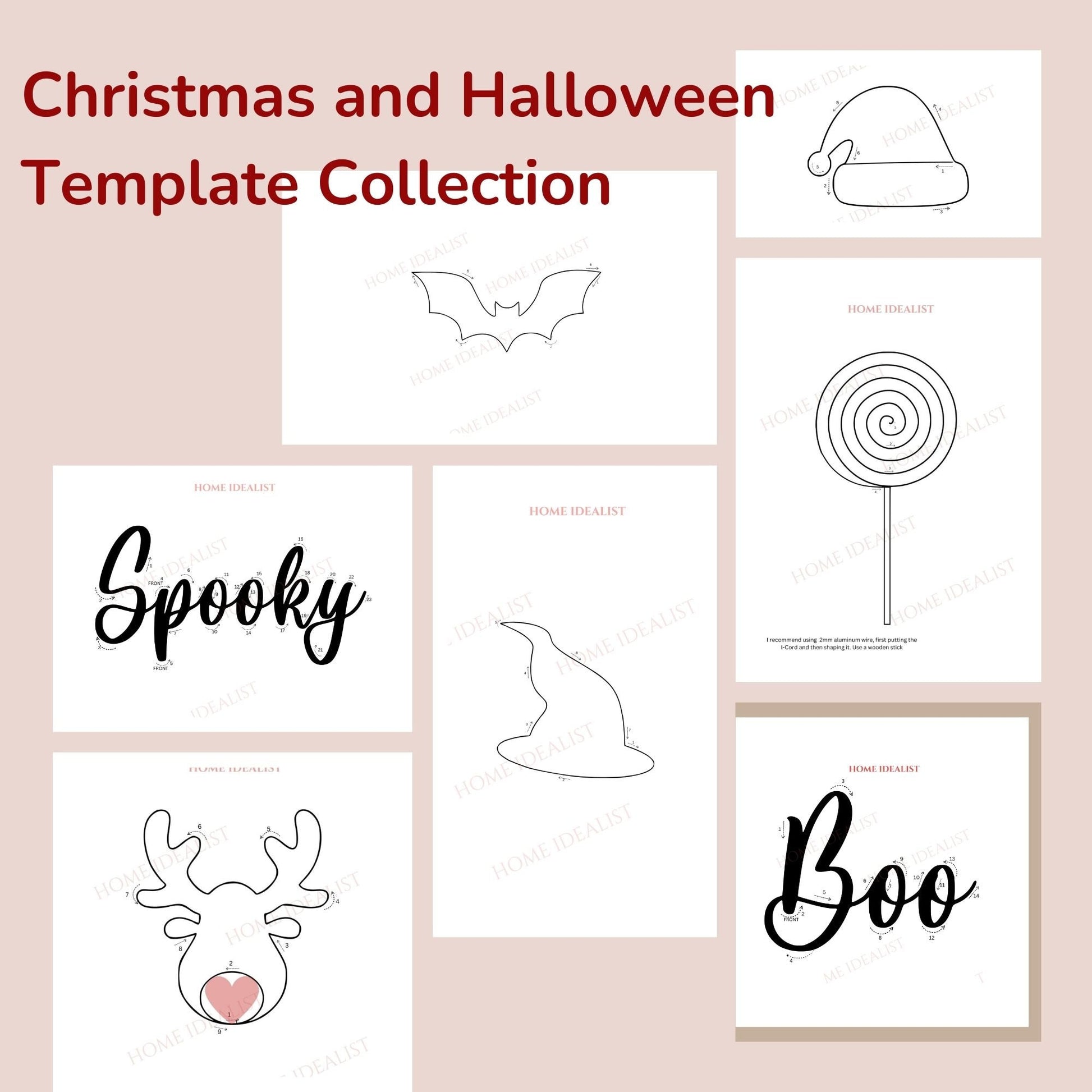 Knitted Wire Templates for Christmas & Halloween Bundle. Includes 45 + Templates for your Holiday Decorations. Instant Digital PDF Download.