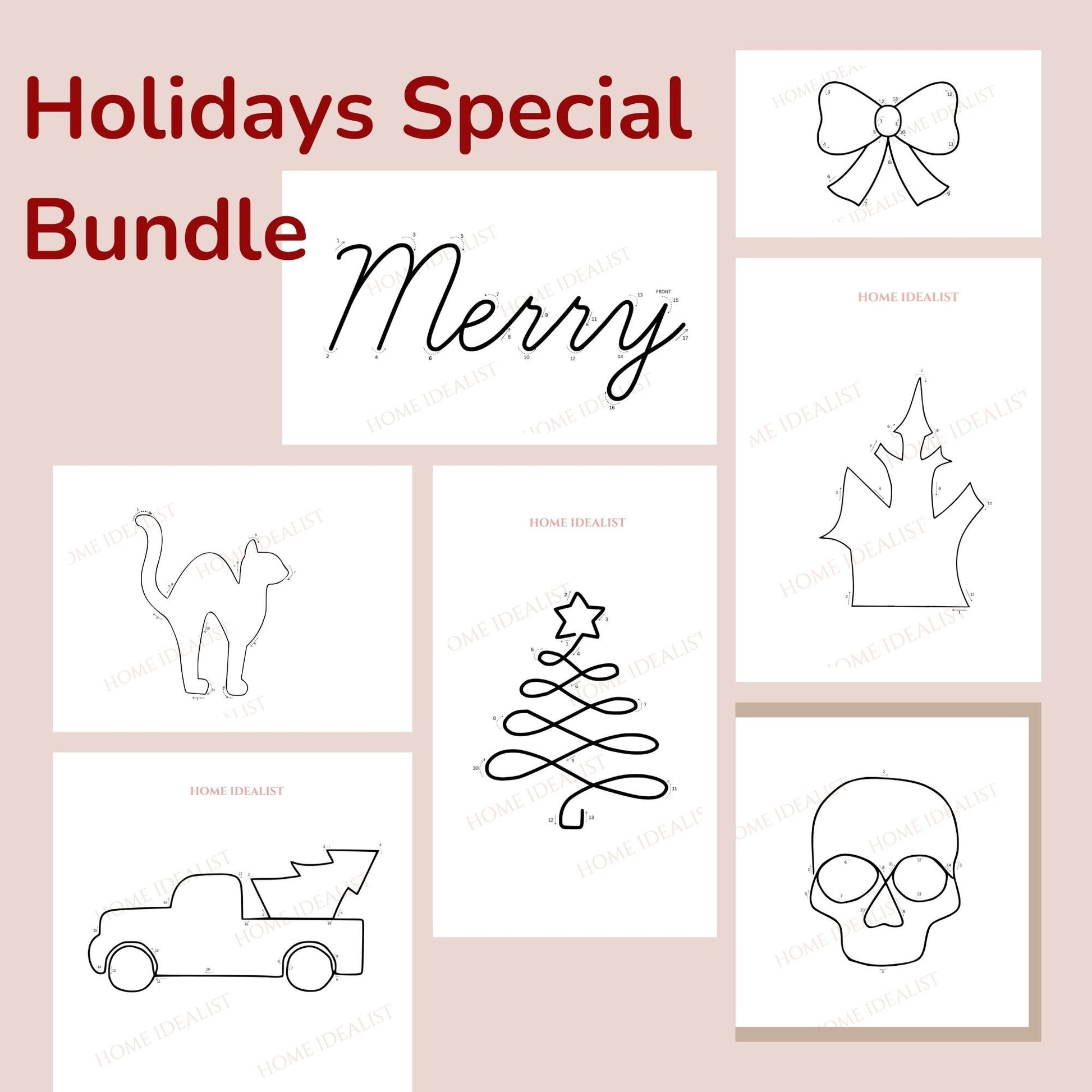 Knitted Wire Templates for Christmas & Halloween Bundle. Includes 45 + Templates for your Holiday Decorations. Instant Digital PDF Download.