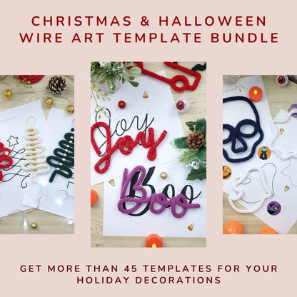 Knitted Wire Templates for Christmas & Halloween Bundle. Includes 45 + Templates for your Holiday Decorations. Instant Digital PDF Download.