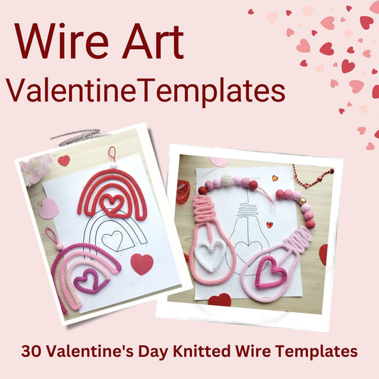 30 Valentine's Day Knitted Wire Patterns Bundle. Printable Templates for Knitted Wire. Tricotin Art. Instant Digital Download.