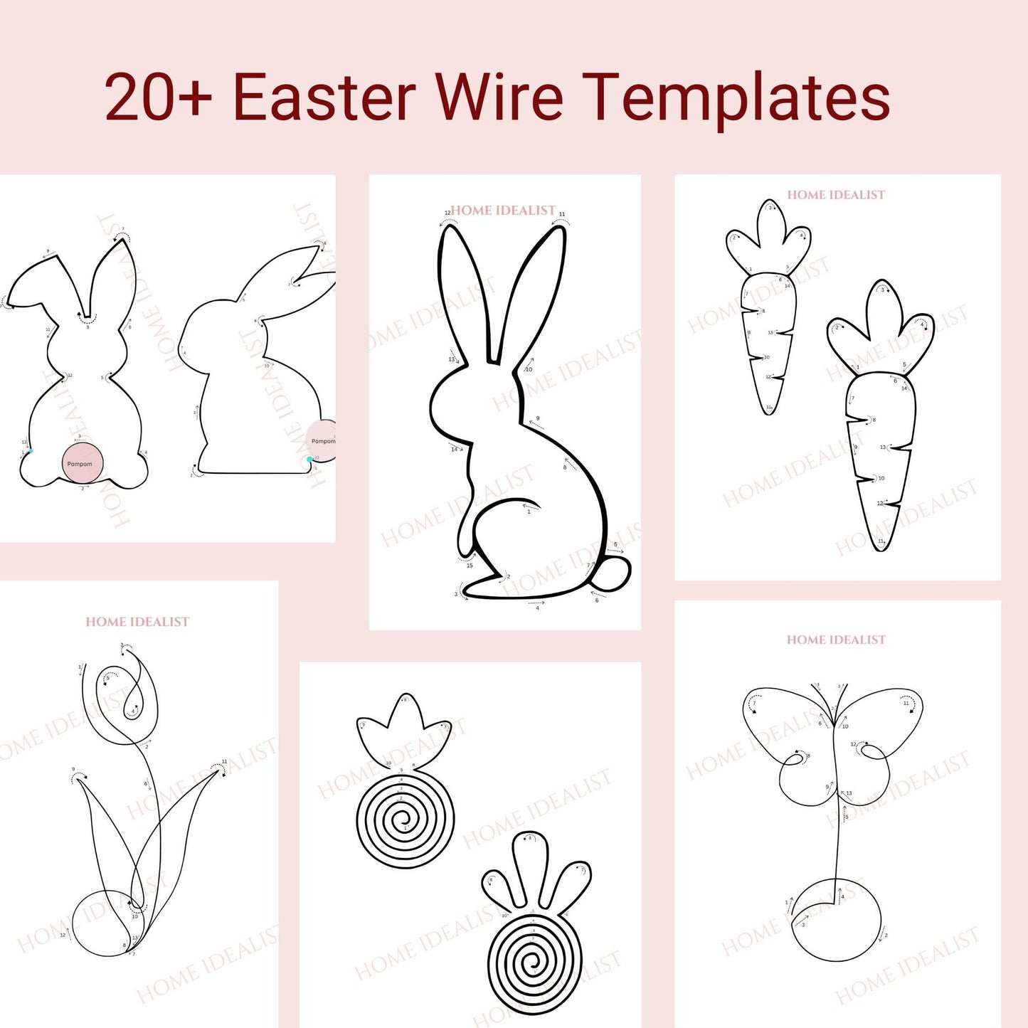 25+ Easter Knitted Wire Patterns Bundle. Printable Templates for Knitted Wire. Tricotin Art. Instant Digital Download.